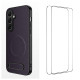 For Samsung Galaxy S24+ 5G WANLONFENG Kickstand Carbon Fiber Texture Magnetic Phone Case with 2pcs Screen Films(Purple)