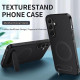 For Samsung Galaxy S24+ 5G WANLONFENG Kickstand Carbon Fiber Texture Magnetic Phone Case with 2pcs Screen Films(Purple)