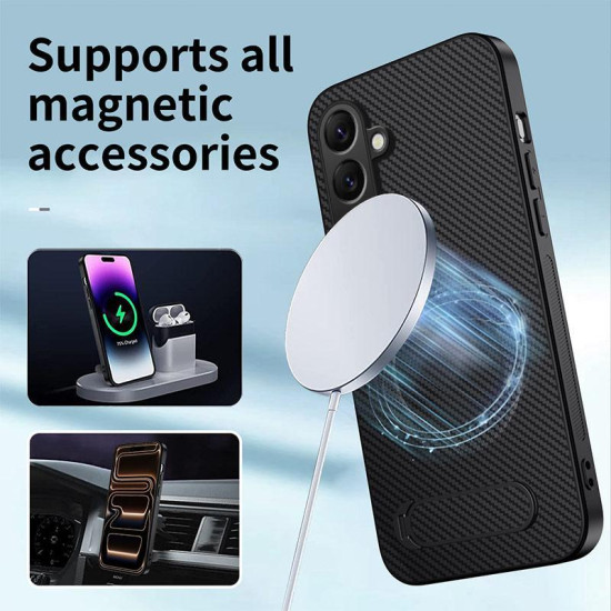 For Samsung Galaxy S24+ 5G WANLONFENG Kickstand Carbon Fiber Texture Magnetic Phone Case with 2pcs Screen Films(Purple)