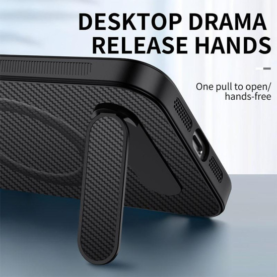 For Samsung Galaxy S24+ 5G WANLONFENG Kickstand Carbon Fiber Texture Magnetic Phone Case with 2pcs Screen Films(Purple)