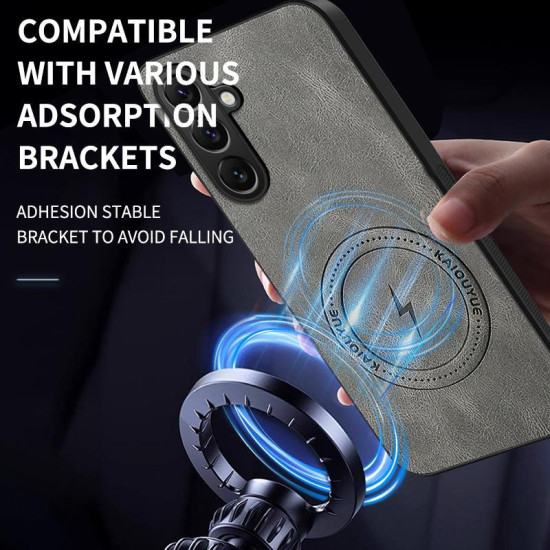 For Samsung Galaxy S24+ 5G WANLONFENG Nappa Texture Magnetic Phone Case with 2pcs Screen Films(Blue)