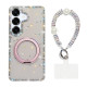 For Samsung Galaxy S24+ 5G Diamond IMD 360 Rotation Magnetic Metal Holder Phone Case with Strap(Glitter Stars)
