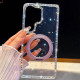 For Samsung Galaxy S24+ 5G Diamond IMD 360 Rotation Magnetic Metal Holder Phone Case with Strap(Glitter Stars)