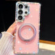 For Samsung Galaxy S24+ 5G Diamond IMD 360 Rotation Magnetic Metal Holder Phone Case with Strap(Glitter Light Pink)
