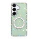 For Samsung Galaxy S24+ 5G Diamond IMD 360 Rotation Magnetic Metal Holder Phone Case(Glitter Light Green)