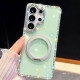 For Samsung Galaxy S24+ 5G Diamond IMD 360 Rotation Magnetic Metal Holder Phone Case(Glitter Light Green)