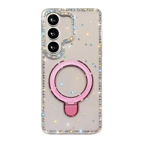 For Samsung Galaxy S24+ 5G Double-Sided IMD Rhinestone Magnetic Holder Shockproof Phone Case(Glitter Little Star)