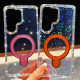 For Samsung Galaxy S24+ 5G Double-Sided IMD Rhinestone Magnetic Holder Shockproof Phone Case(Glitter Pink)