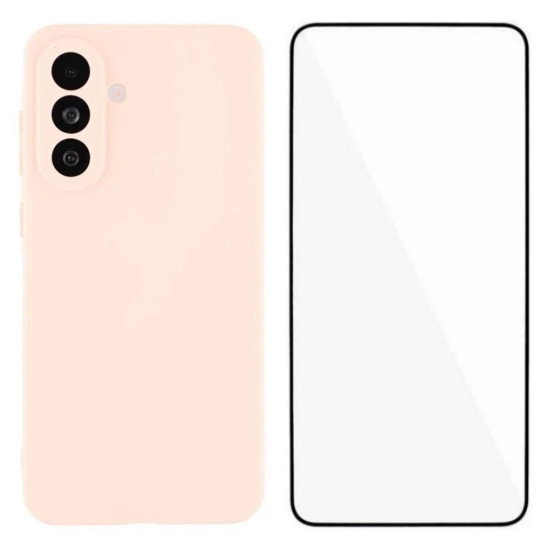 For Samsung Galaxy S24+ 5G WANLONFENG Square Edge Soft TPU Phone Case with Screen Protector(Pink)