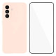 For Samsung Galaxy S24+ 5G WANLONFENG Square Edge Soft TPU Phone Case with Screen Protector(Pink)