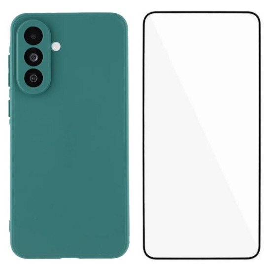 For Samsung Galaxy S24+ 5G WANLONFENG Square Edge Soft TPU Phone Case with Screen Protector(Green)