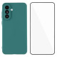 For Samsung Galaxy S24+ 5G WANLONFENG Square Edge Soft TPU Phone Case with Screen Protector(Green)