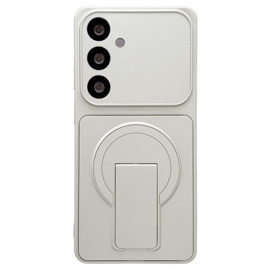 For Galaxy S24+ 5G Instantly Transforms Into 17 Pro Invisible Holder Magnetic Phone Case(Silver)