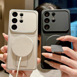 For Galaxy S24+ 5G Instantly Transforms Into 17 Pro Invisible Holder Magnetic Phone Case(Silver)