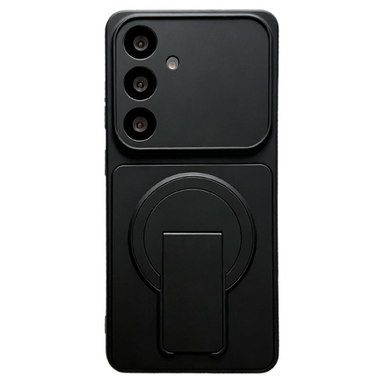 For Galaxy S24+ 5G Instantly Transforms Into 17 Pro Invisible Holder Magnetic Phone Case(Black)