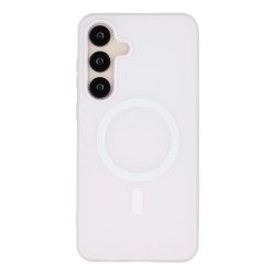 For Galaxy S24+ 5G WANLONFENG Macarons Matte Magnetic Phone Case with 2pcs Screen Films(White)