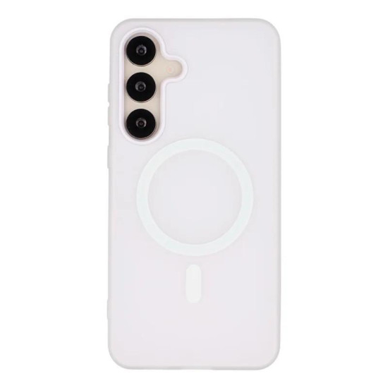 For Galaxy S24+ 5G WANLONFENG Macarons Matte Magnetic Phone Case with 2pcs Screen Films(White)