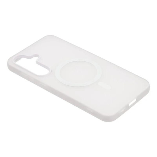 For Galaxy S24+ 5G WANLONFENG Macarons Matte Magnetic Phone Case with 2pcs Screen Films(White)