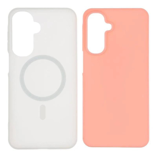 For Galaxy S24+ 5G WANLONFENG Macarons Matte Magnetic Phone Case with 2pcs Screen Films(Pink)