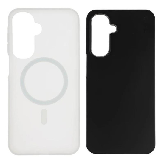 For Galaxy S24+ 5G WANLONFENG Macarons Matte Magnetic Phone Case with 2pcs Screen Films(Black)