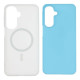 For Galaxy S24+ 5G WANLONFENG Macarons Matte Magnetic Phone Case with 2pcs Screen Films(Blue)