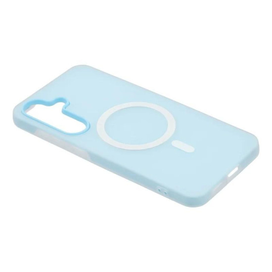 For Galaxy S24+ 5G WANLONFENG Macarons Matte Magnetic Phone Case with 2pcs Screen Films(Blue)
