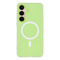 For Galaxy S24+ 5G WANLONFENG Macarons Matte Magnetic Phone Case with 2pcs Screen Films(Green)
