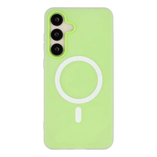 For Galaxy S24+ 5G WANLONFENG Macarons Matte Magnetic Phone Case with 2pcs Screen Films(Green)