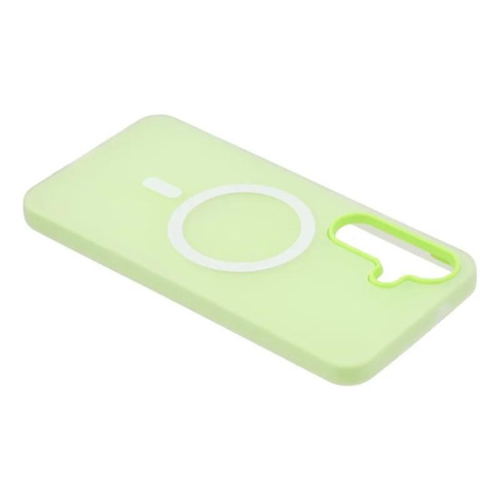 For Galaxy S24+ 5G WANLONFENG Macarons Matte Magnetic Phone Case with 2pcs Screen Films(Green)