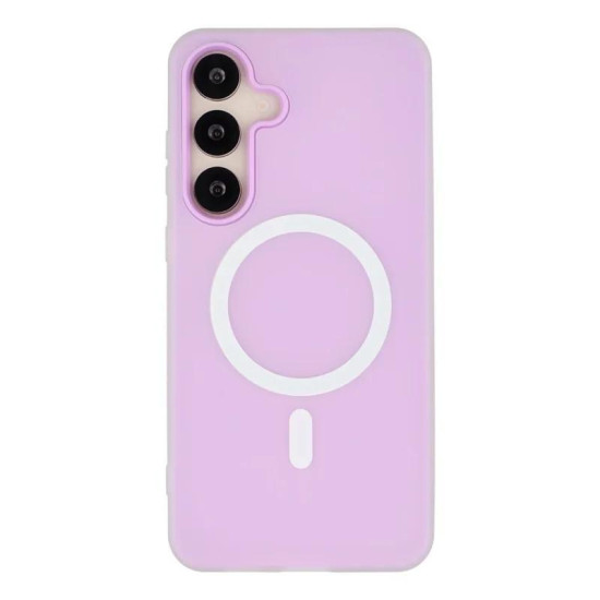 For Galaxy S24+ 5G WANLONFENG Macarons Matte Magnetic Phone Case with 2pcs Screen Films(Purple)