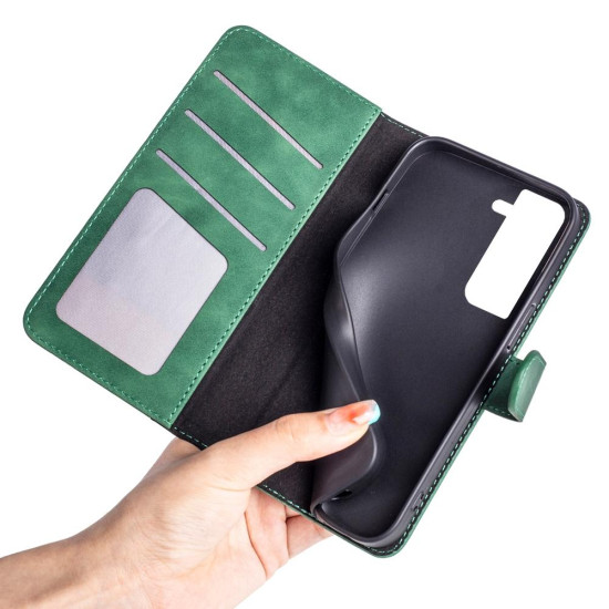 For Samsung Galaxy S23+ 5G Stitching Horizontal Flip Leather Phone Case(Green)