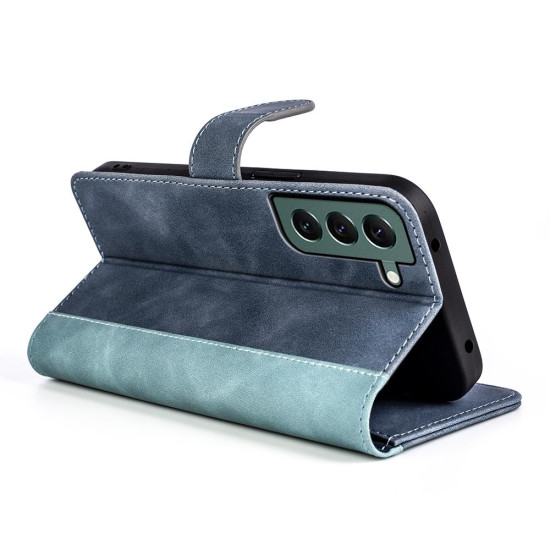 For Samsung Galaxy S23+ 5G Stitching Horizontal Flip Leather Phone Case(Blue)