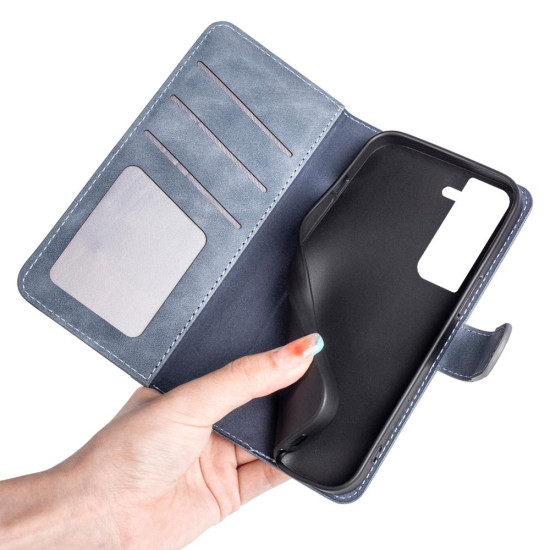 For Samsung Galaxy S23+ 5G Stitching Horizontal Flip Leather Phone Case(Blue)