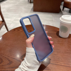 Shield Skin Feel PC Metal Lens Frame Phone Case For Samsung Galaxy S23+ 5G(Light Blue)