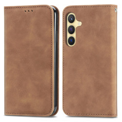 For Samsung Galaxy S24+ 5G Retro Skin Feel Magnetic Leather Phone Case(Brown)