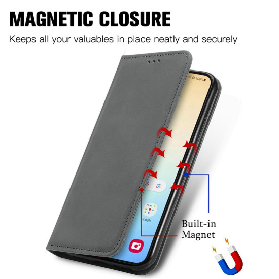 For Samsung Galaxy S24+ 5G Retro Skin Feel Magnetic Leather Phone Case(Gray)