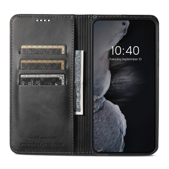 For Samsung Galaxy S23+ 5G Suteni Calf Texture Horizontal Flip Leather Phone Case(Black)