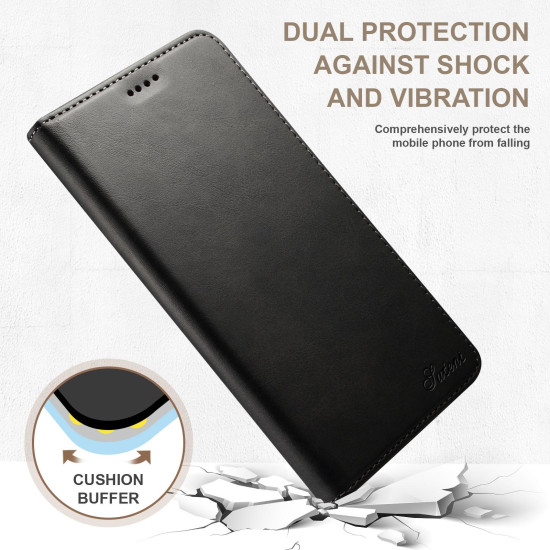 For Samsung Galaxy S23+ 5G Suteni Calf Texture Horizontal Flip Leather Phone Case(Black)