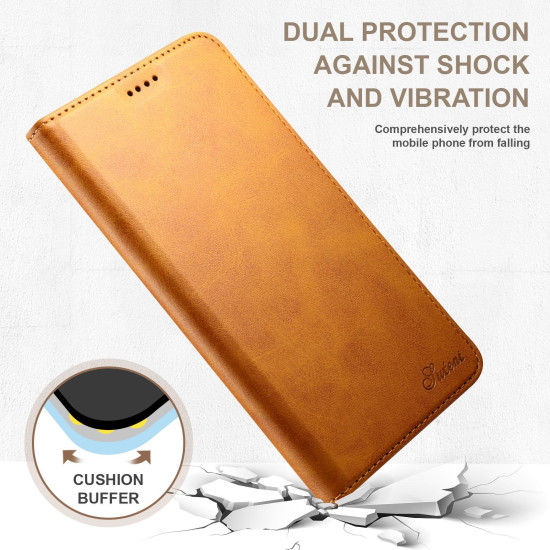 For Samsung Galaxy S23+ 5G Suteni Calf Texture Horizontal Flip Leather Phone Case(Khaki)