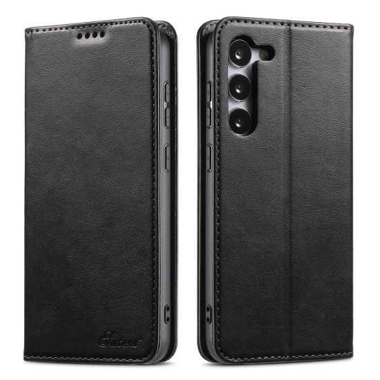 For Samsung Galaxy S24+ 5G Suteni Calf Texture Horizontal Flip Leather Phone Case(Black)
