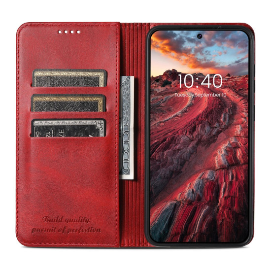 For Samsung Galaxy S24+ 5G Suteni Calf Texture Horizontal Flip Leather Phone Case(Red)