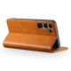 For Samsung Galaxy S24+ 5G Suteni Calf Texture Horizontal Flip Leather Phone Case(Khaki)