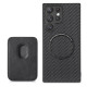 For Samsung Galaxy S22+ 5G Carbon Fiber Leather Card Magsafe Magnetic Phone Case(Black)
