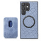 For Samsung Galaxy S22+ 5G Carbon Fiber Leather Card Magsafe Magnetic Phone Case(Blue)