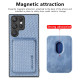 For Samsung Galaxy S22+ 5G Carbon Fiber Leather Card Magsafe Magnetic Phone Case(Blue)