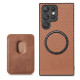 For Samsung Galaxy S22+ 5G Carbon Fiber Leather Card Magsafe Magnetic Phone Case(Brown)