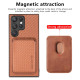 For Samsung Galaxy S22+ 5G Carbon Fiber Leather Card Magsafe Magnetic Phone Case(Brown)