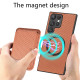 For Samsung Galaxy S22+ 5G Carbon Fiber Leather Card Magsafe Magnetic Phone Case(Brown)