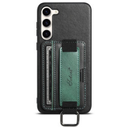 For Samsung Galaxy S23+ 5G Suteni H13 Card Wallet Wrist Strap Holder PU Phone Case(Black)