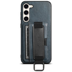 For Samsung Galaxy S23+ 5G Suteni H13 Card Wallet Wrist Strap Holder PU Phone Case(Blue)